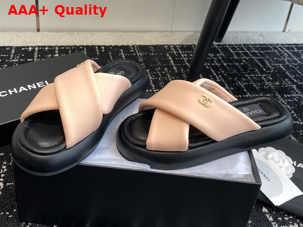 Chanel Cross Mules in Pink Satin Replica