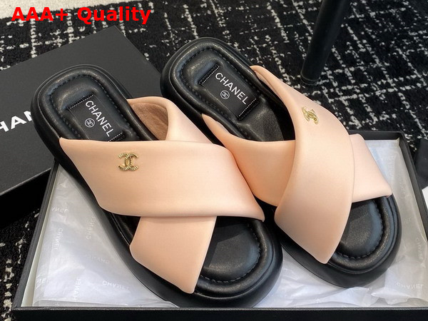 Chanel Cross Mules in Pink Satin Replica