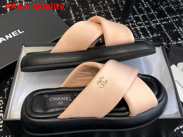 Chanel Cross Mules in Pink Satin Replica