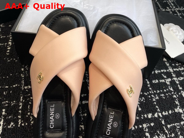 Chanel Cross Mules in Pink Satin Replica