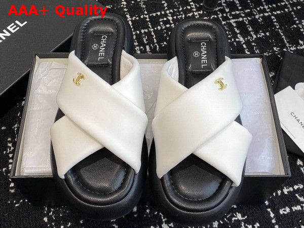 Chanel Cross Mules in White Satin Replica