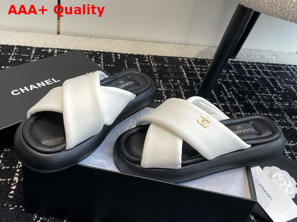 Chanel Cross Mules in White Satin Replica