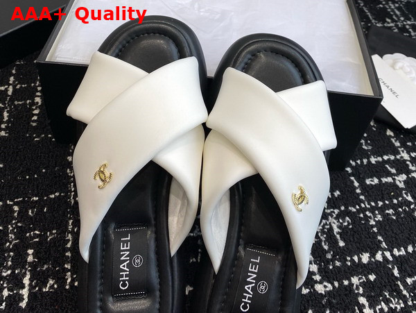 Chanel Cross Mules in White Satin Replica