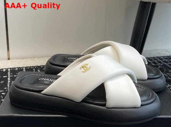 Chanel Cross Mules in White Satin Replica