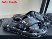 Chanel Cross Puffy Slide in Black Printed Lambskin Replica