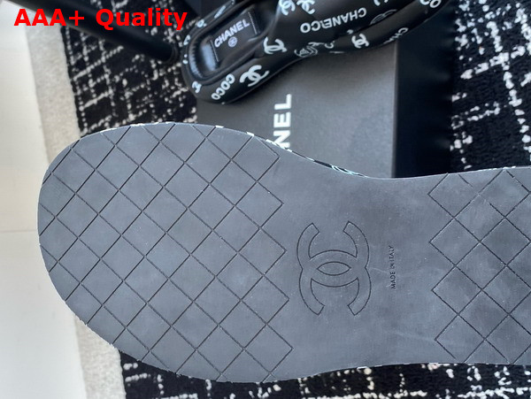 Chanel Cross Puffy Slide in Black Printed Lambskin Replica