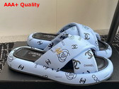 Chanel Cross Puffy Slide in Light Blue Printed Lambskin Replica