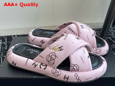 Chanel Cross Puffy Slide in Pink Printed Lambskin Replica