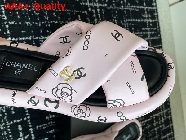 Chanel Cross Puffy Slide in Pink Printed Lambskin Replica