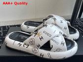 Chanel Cross Puffy Slide in White Printed Lambskin Replica