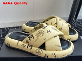 Chanel Cross Puffy Slide in Yellow Printed Lambskin Replica