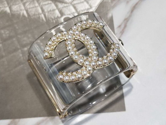 Chanel Cuff Bracelet Transparent Resin