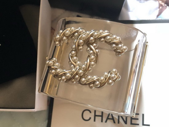 Chanel Cuff Bracelet Transparent Resin and Gold CC