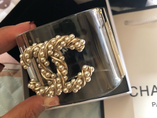 Chanel Cuff Bracelet Transparent Resin and Gold CC