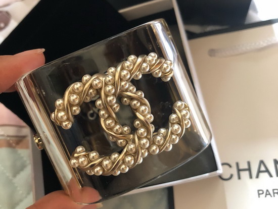 Chanel Cuff Bracelet Transparent Resin and Gold CC