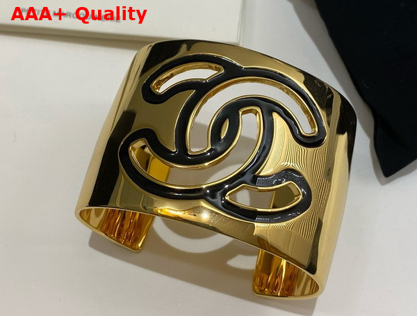 Chanel Cuff Gold Metal Black Enemal Replica