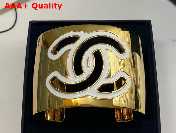 Chanel Cuff Gold Metal Black Enemal Replica