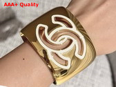 Chanel Cuff Gold Metal White Enemal Replica