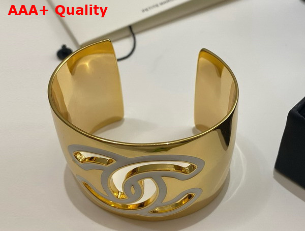 Chanel Cuff Gold Metal White Enemal Replica