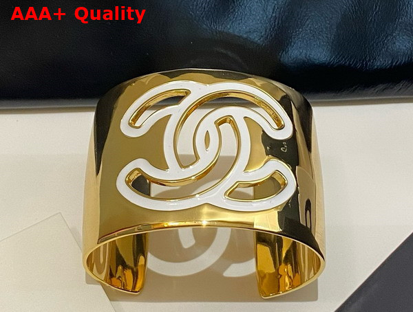 Chanel Cuff Gold Metal White Enemal Replica