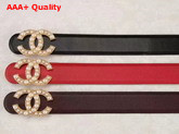 Chanel Double C Buckle Belt in Burgundy Calfskin Replica