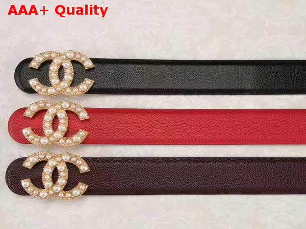 Chanel Double C Buckle Belt in Burgundy Calfskin Replica