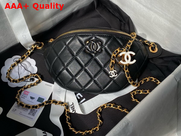 Chanel Double C Waist Bag in Black Shiny Lambskin AS4113 Replica