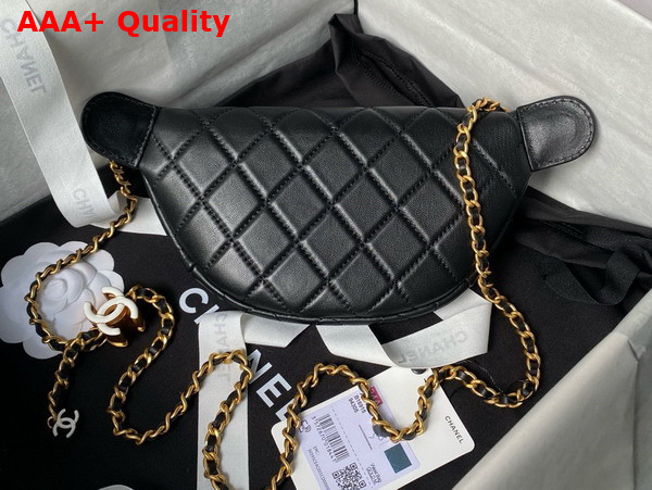 Chanel Double C Waist Bag in Black Shiny Lambskin AS4113 Replica