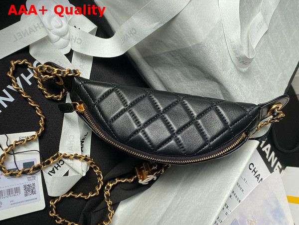 Chanel Double C Waist Bag in Black Shiny Lambskin AS4113 Replica