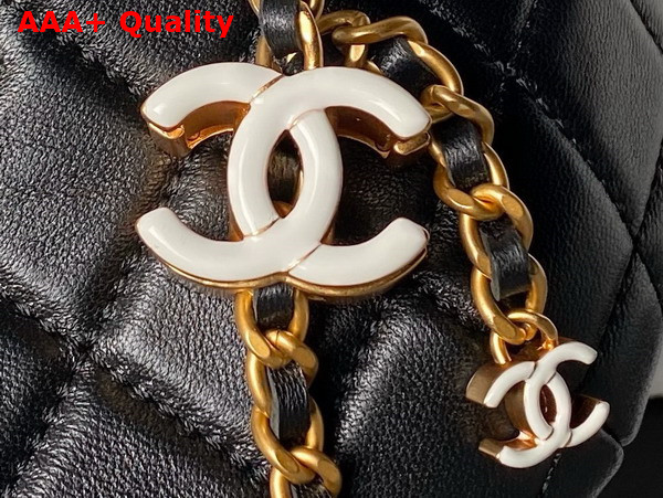 Chanel Double C Waist Bag in Black Shiny Lambskin AS4113 Replica