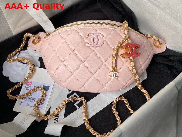 Chanel Double C Waist Bag in Pink Shiny Lambskin AS4113 Replica