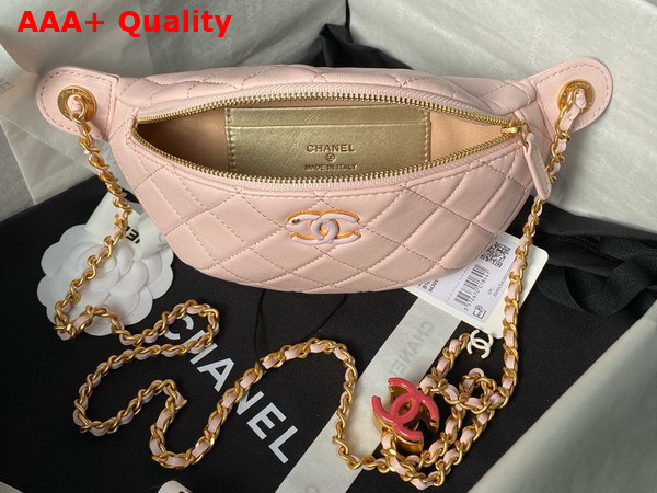 Chanel Double C Waist Bag in Pink Shiny Lambskin AS4113 Replica