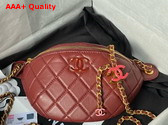 Chanel Double C Waist Bag in Red Shiny Lambskin AS4113 Replica