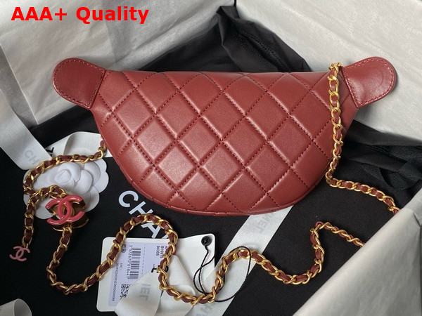 Chanel Double C Waist Bag in Red Shiny Lambskin AS4113 Replica