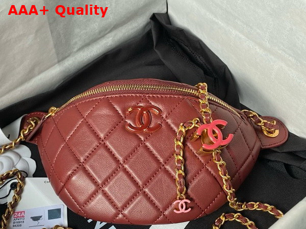 Chanel Double C Waist Bag in Red Shiny Lambskin AS4113 Replica