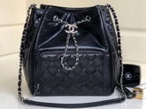 Chanel Drawstring Bag Aged Calfskin Black