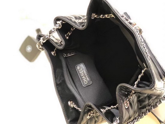 Chanel Drawstring Bag Aged Calfskin Black