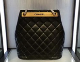 Chanel Drawstring Bag Lambskin Light Gold Metal Black for Sale