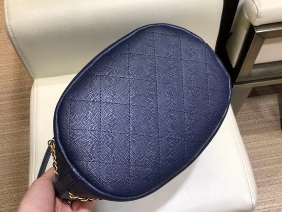 Chanel Drawstring Bag Lambskin and Grained Calfskin Blue and Dark Blue AS0373