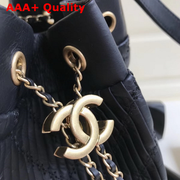 Chanel Drawstring Bag Pleated Crumpled Calfskin Gold Tone Metal Black Replica