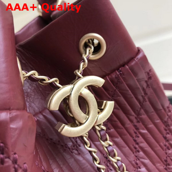 Chanel Drawstring Bag Pleated Crumpled Calfskin Gold Tone Metal Burgundy Replica