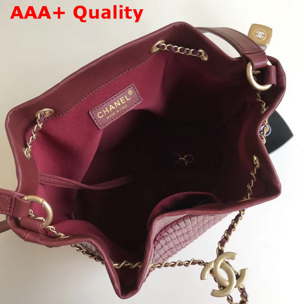 Chanel Drawstring Bag Pleated Crumpled Calfskin Gold Tone Metal Burgundy Replica