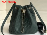 Chanel Drawstring Bag Pleated Crumpled Calfskin Gold Tone Metal Green Replica