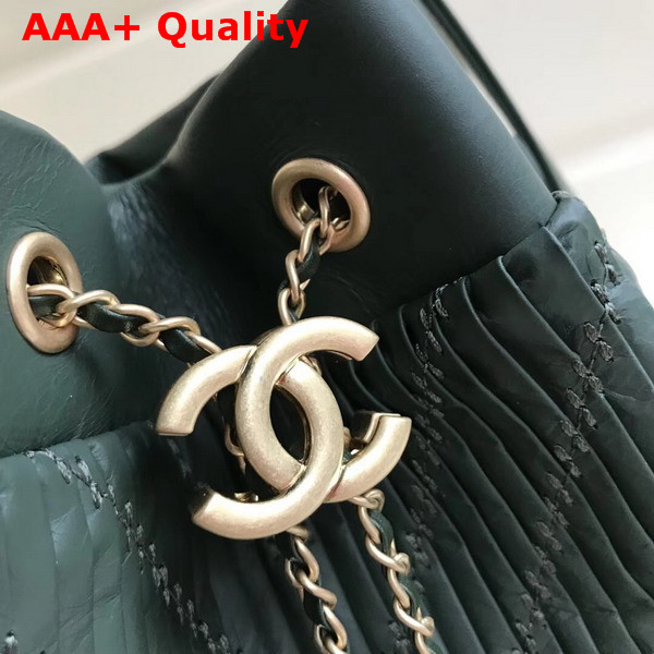 Chanel Drawstring Bag Pleated Crumpled Calfskin Gold Tone Metal Green Replica