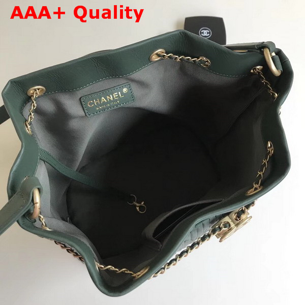 Chanel Drawstring Bag Pleated Crumpled Calfskin Gold Tone Metal Green Replica