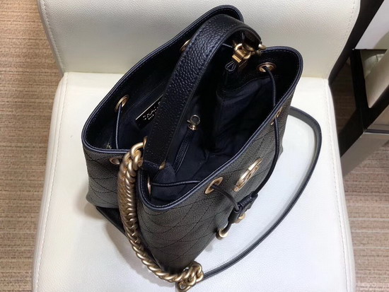 Chanel Drawstring Bag in Black Grained Calfskin AS0310