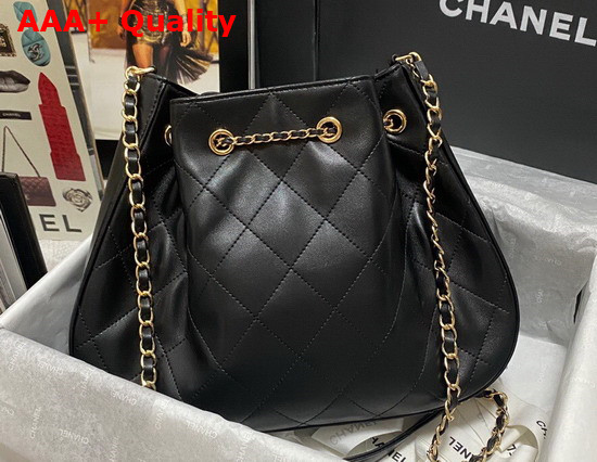 Chanel Drawstring Bag in Black Lambskin Replica