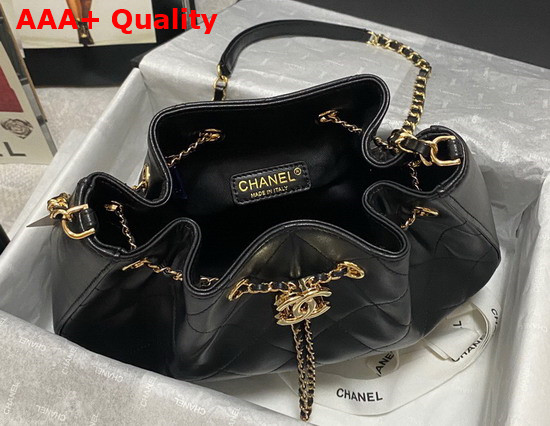 Chanel Drawstring Bag in Black Lambskin Replica