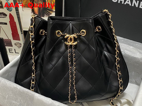 Chanel Drawstring Bag in Black Lambskin Replica