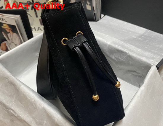 Chanel Drawstring Bag in Black Suede Leather Replica